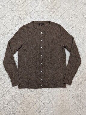 Quince Sweater Womens M Brown Mongolian Cashmere Cardigan Button Up Slim Crop